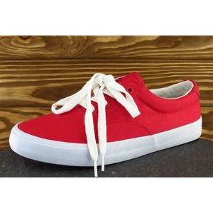 Hollister Women Sz 9.5 M Red Lace Up Fashion Sneakers Fabric Shoe